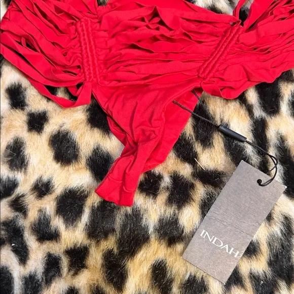 Indah Red Strappy Triangle Bikini Set - Picture 2 of 3